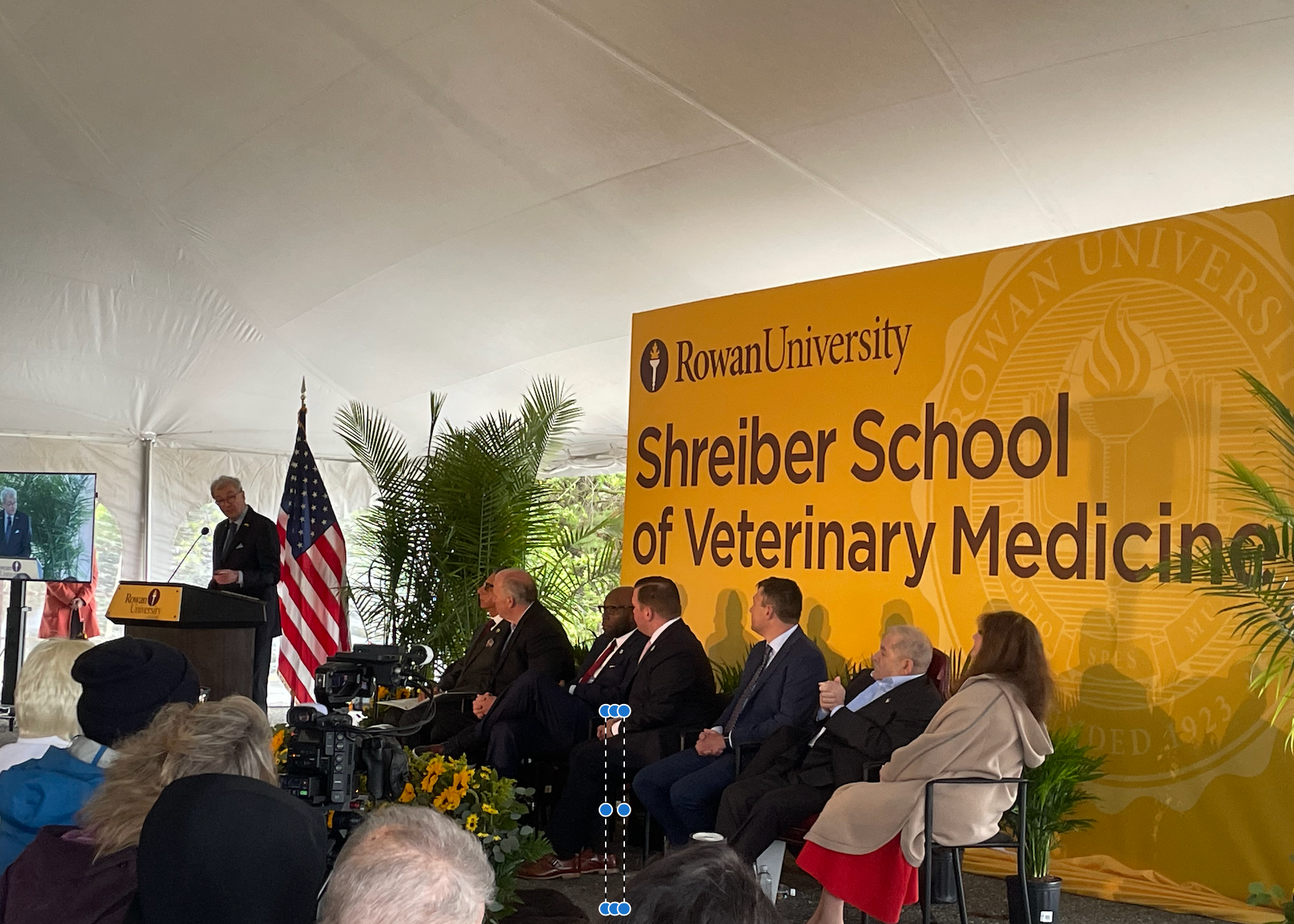 Governor Phil Murphy speaking at the event in honor of the $30 million donation to the Shreiber School of Veterinary Medicine of Rowan University. 