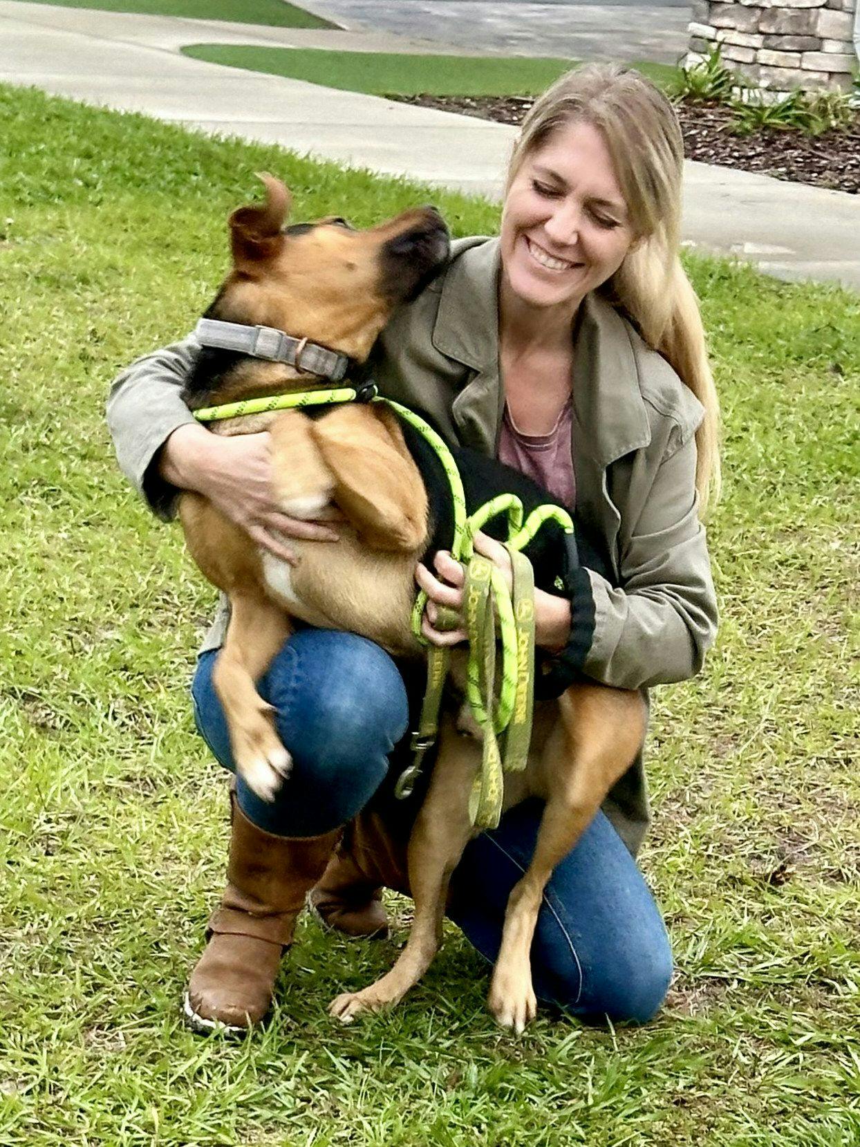 FUR volunteer Jessica with rescue dog, Issac. before he went to SAFE Pet Rescue in St. Augustine. (Photo courtesy of Florida Urgent Rescue)