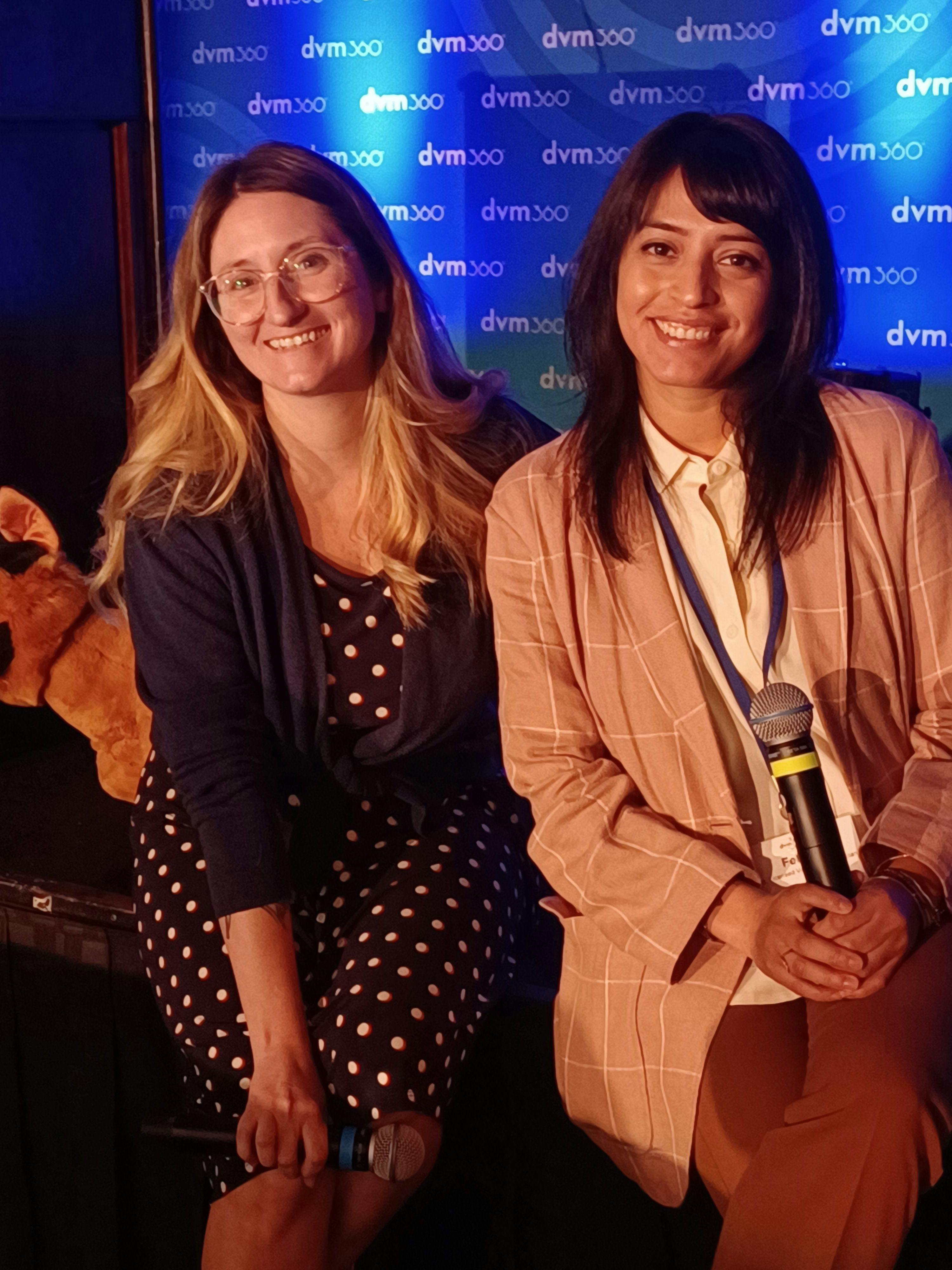 Two lectureres at the DIVM symposium in Miami, FL (from left to right): Tasha McNerney, BS, CVT, CVPP, VTS (anesthesia and analgesia), and Feliza Lopez, LVT, VTS (ECC) . 