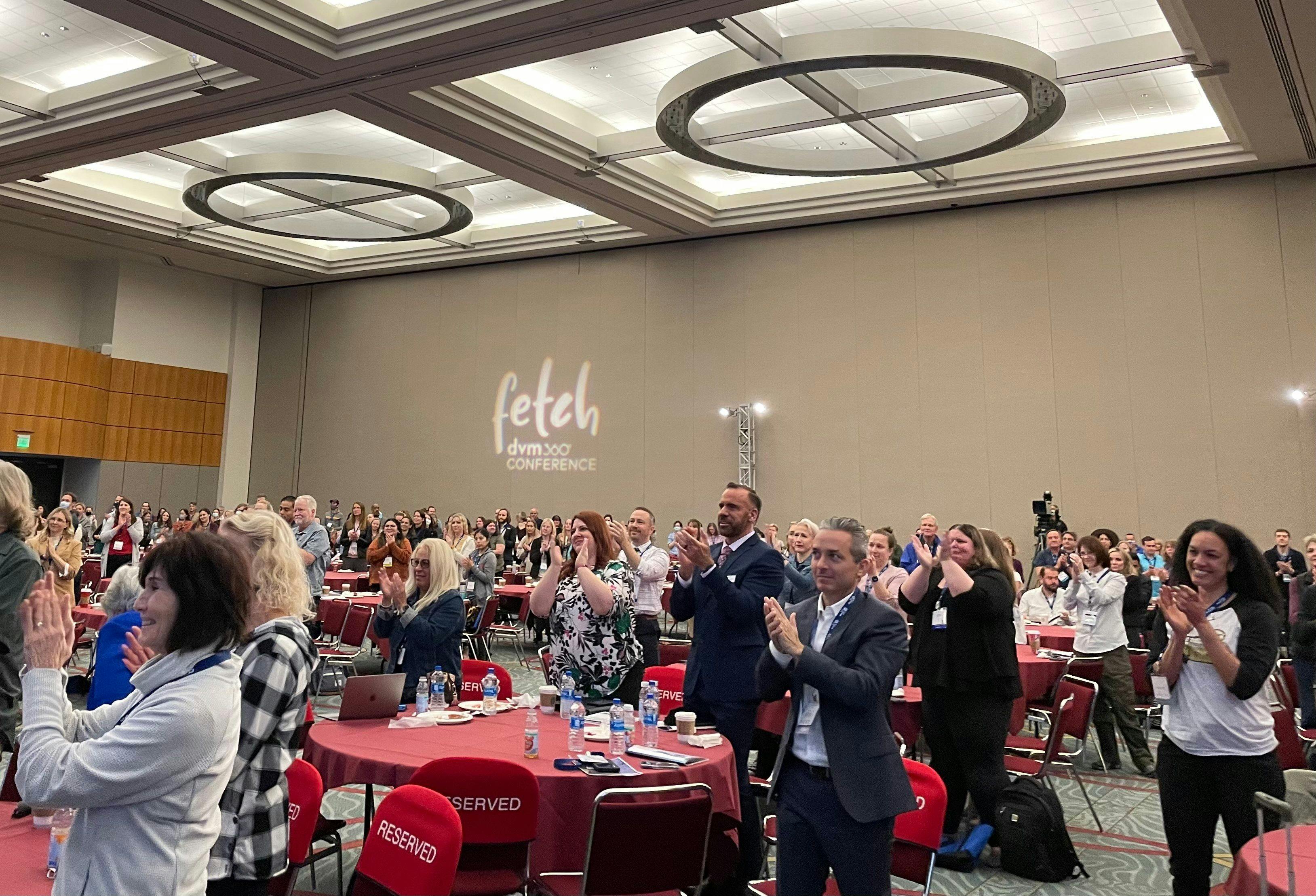 Credit: Caitlin McCafferty

Mark Goldstein, DVM, receives a standing ovation at the conclusion of his keynote address at the Fetch dvm360® Conference in San Diego.