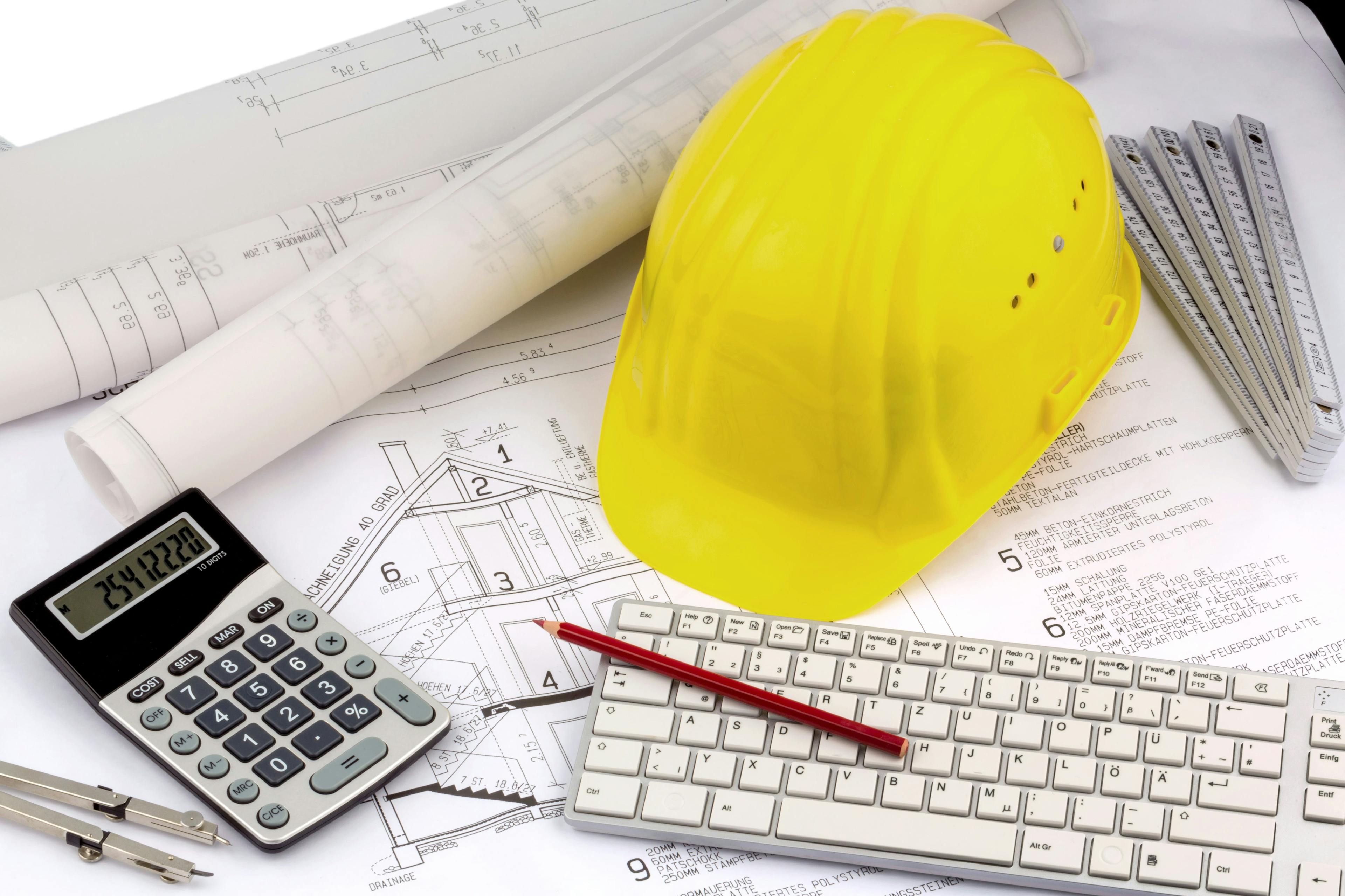 construction cap and calculator