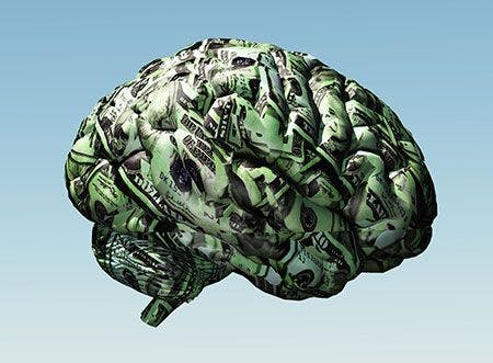 brain wrapped in money image