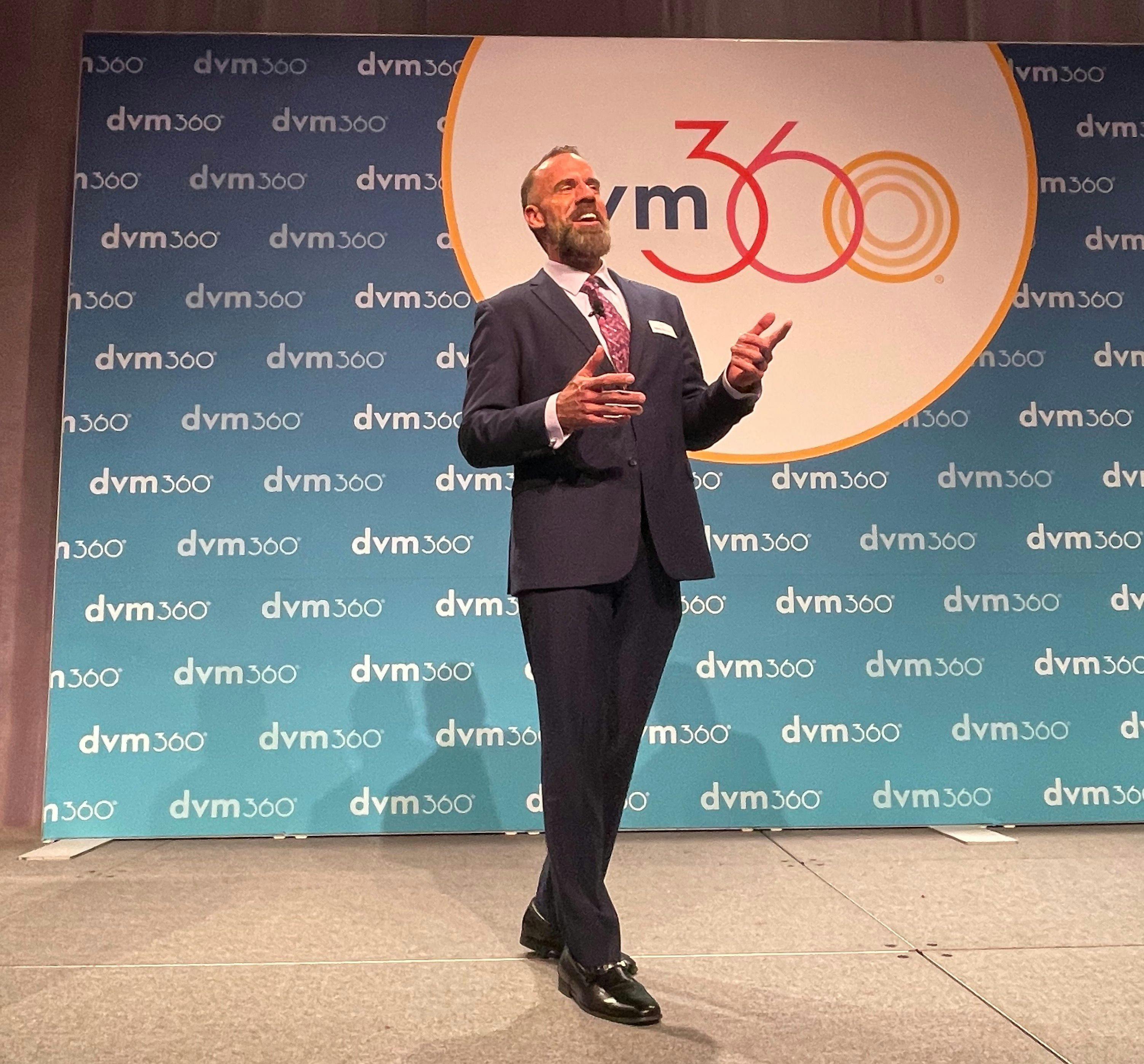 Adam Christman, DVM, MBA, dvm360® chief veterinary officer, presenting at a previous Fetch conferennce. 