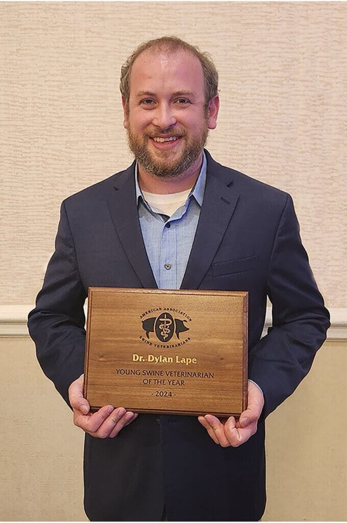 Dylan Lape, DVM, 2024 AASV Young Swine Veterinarian of the Year Award recipient (Image courtesy50 of AASV)