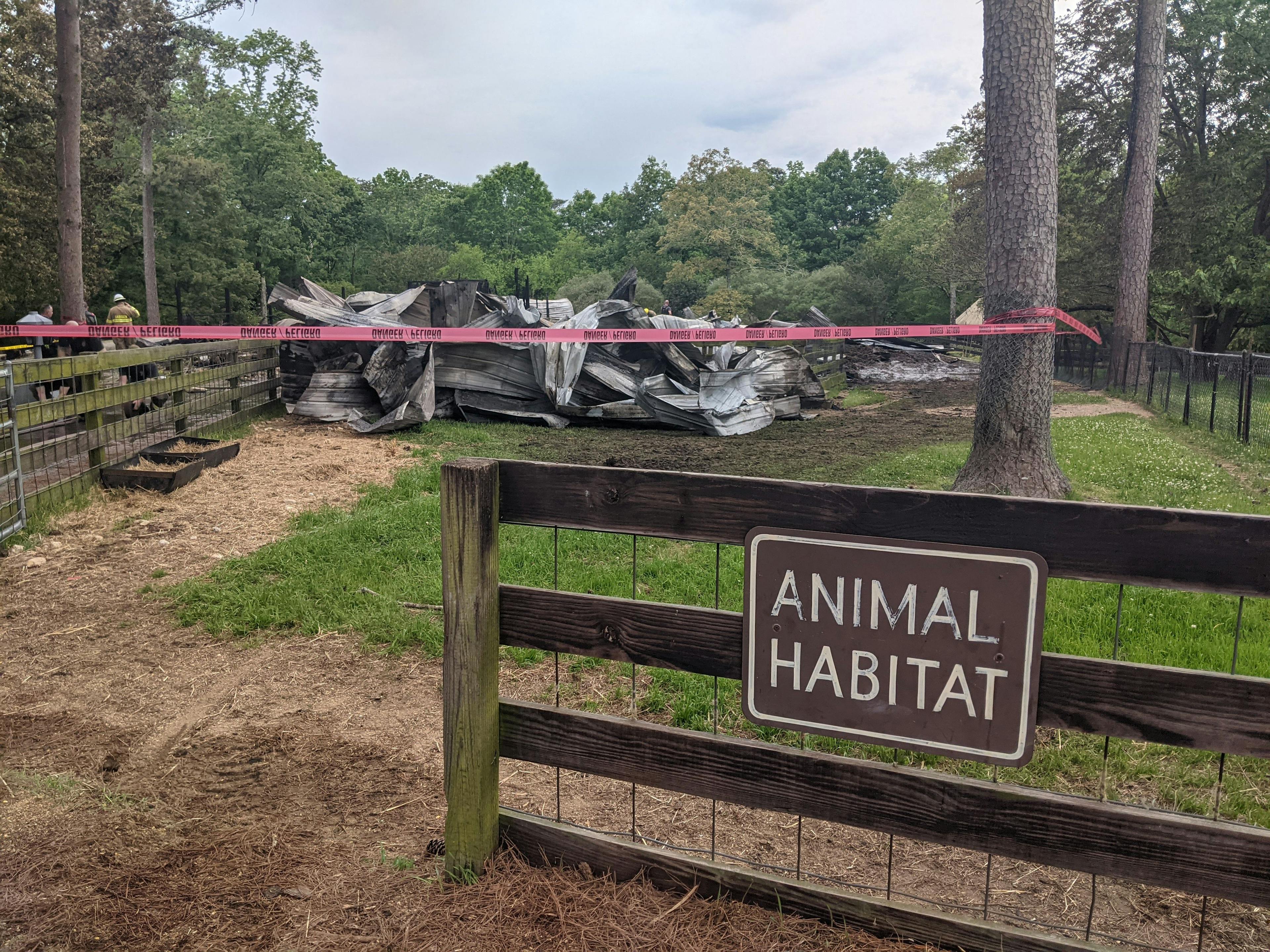 animal habitat fire at Noccalula Falls Park petting zoo 