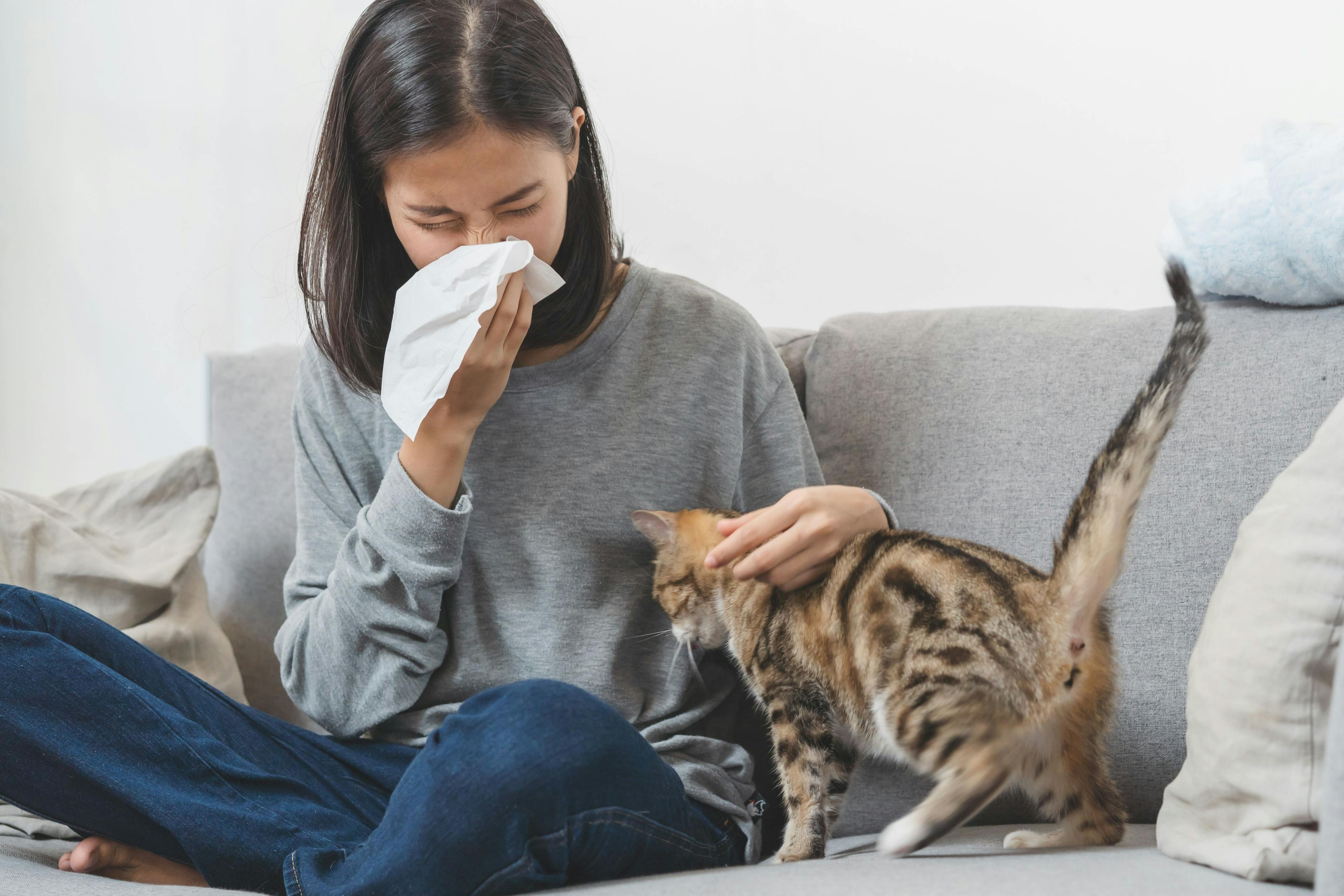 woman with cat allergies