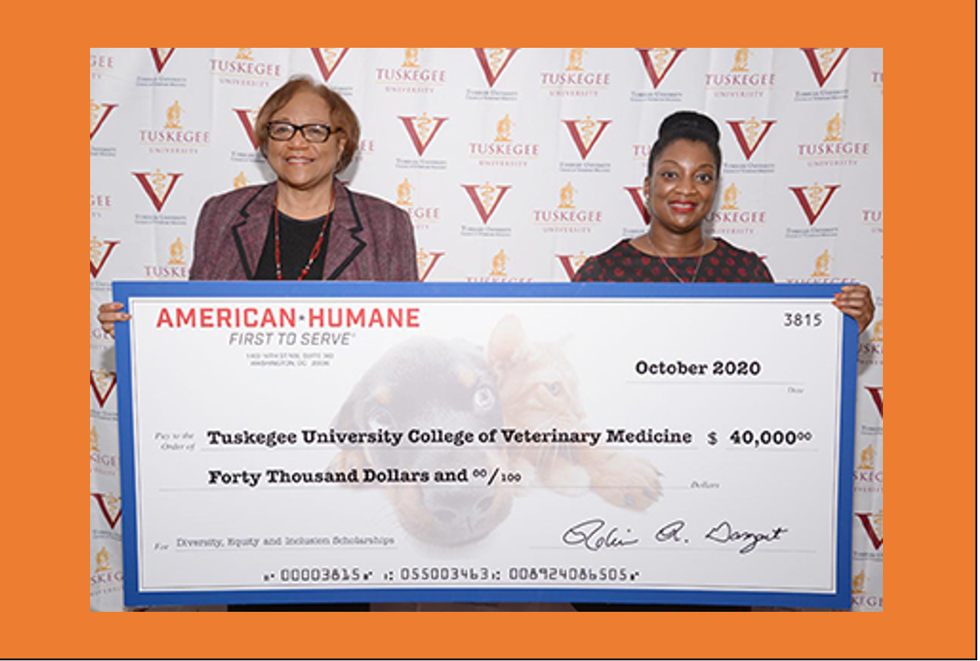 Tuskegee receives $40,000 grant from American Humane’s Scholar Fund