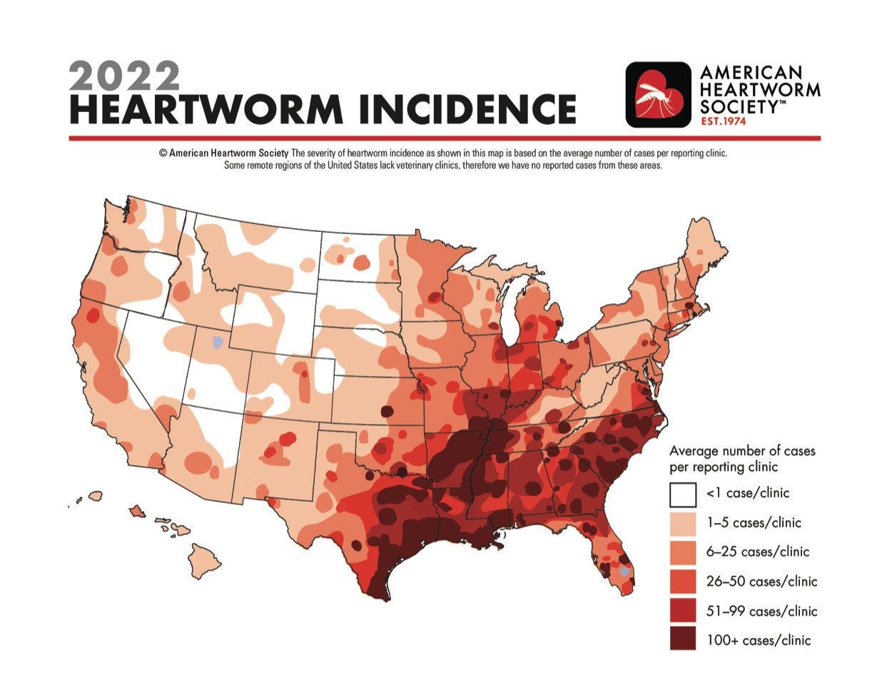 New Heartworm Incidence Map shows increase in parasitic cases