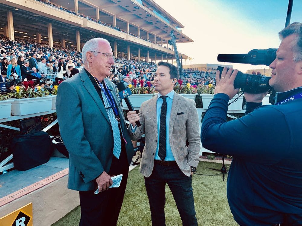 AAEP On-Call Veterinarian, Scott Hay DVM, in 1 of his 2 interviews with NBC covering the Breeders' Cup.